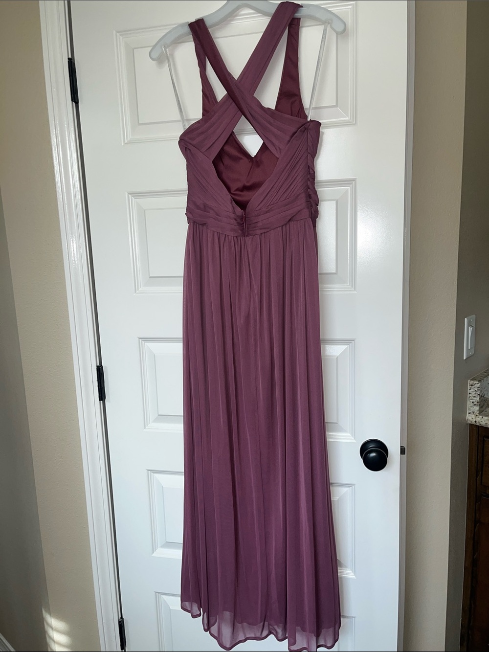 David's Bridal Dusty Rose Cross-Back Maxi Dress - Picture 3 of 4